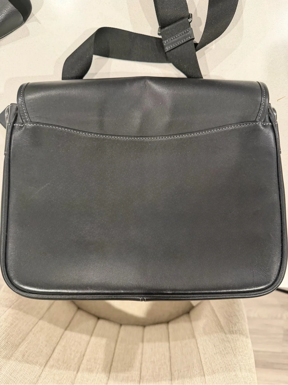 Coach Black Leather Messenger Satchel for Men